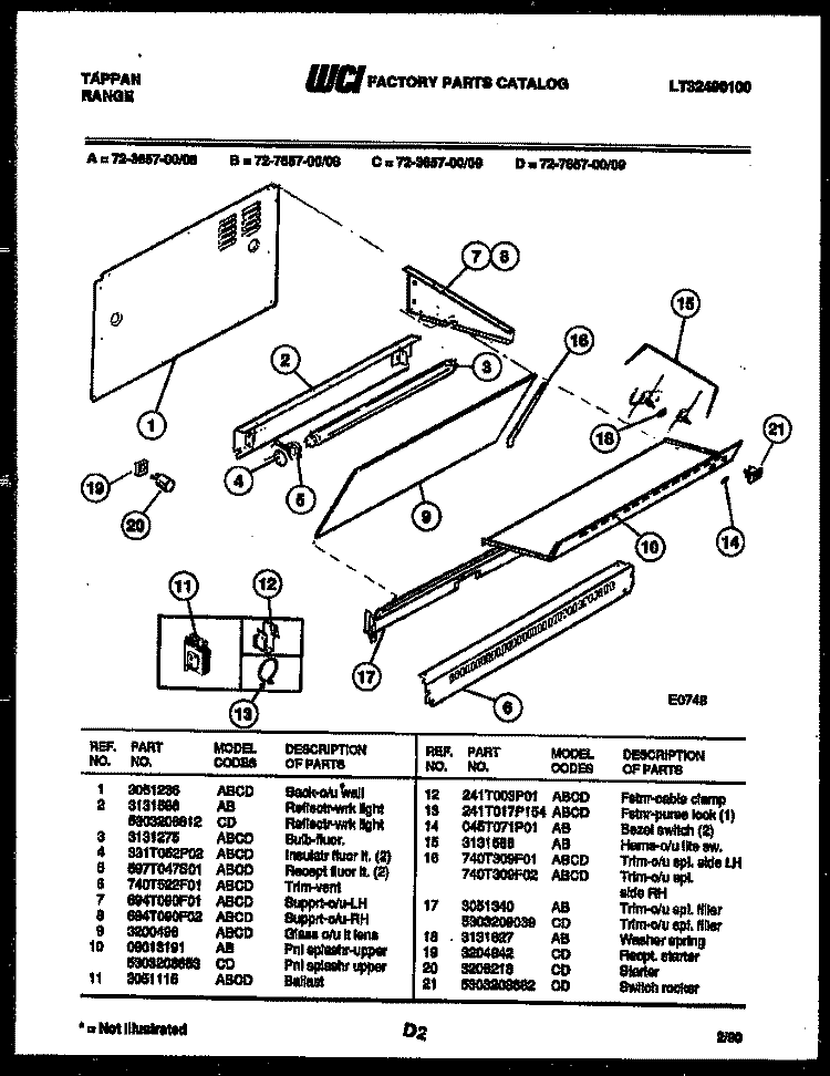 SPLASHER CONTROL Diagram and Parts List for 72-3657-00-08  Tappan Range