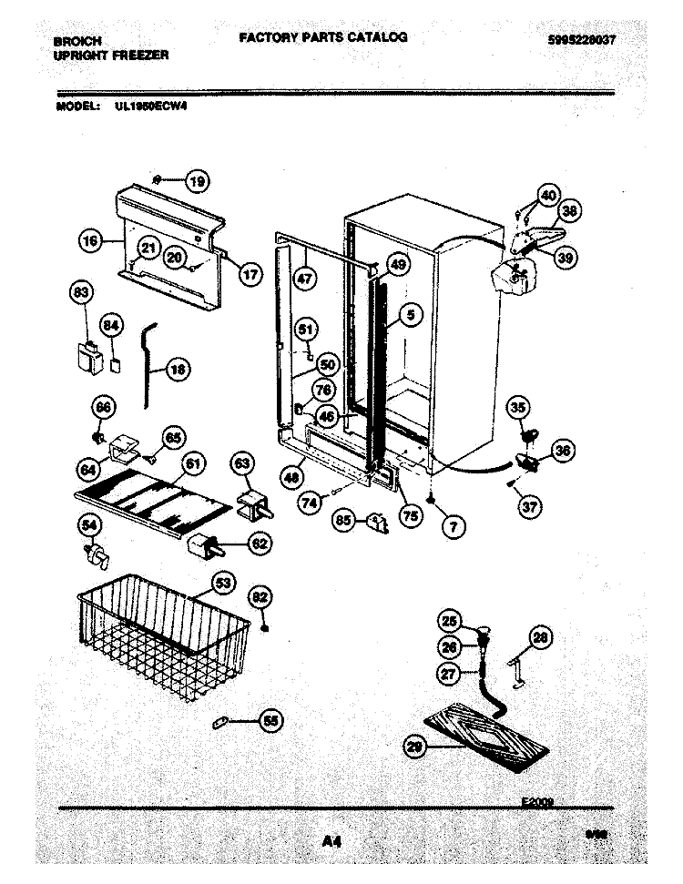 CABINET Diagram and Parts List for UL1950ECW4  Electrolux Freezer