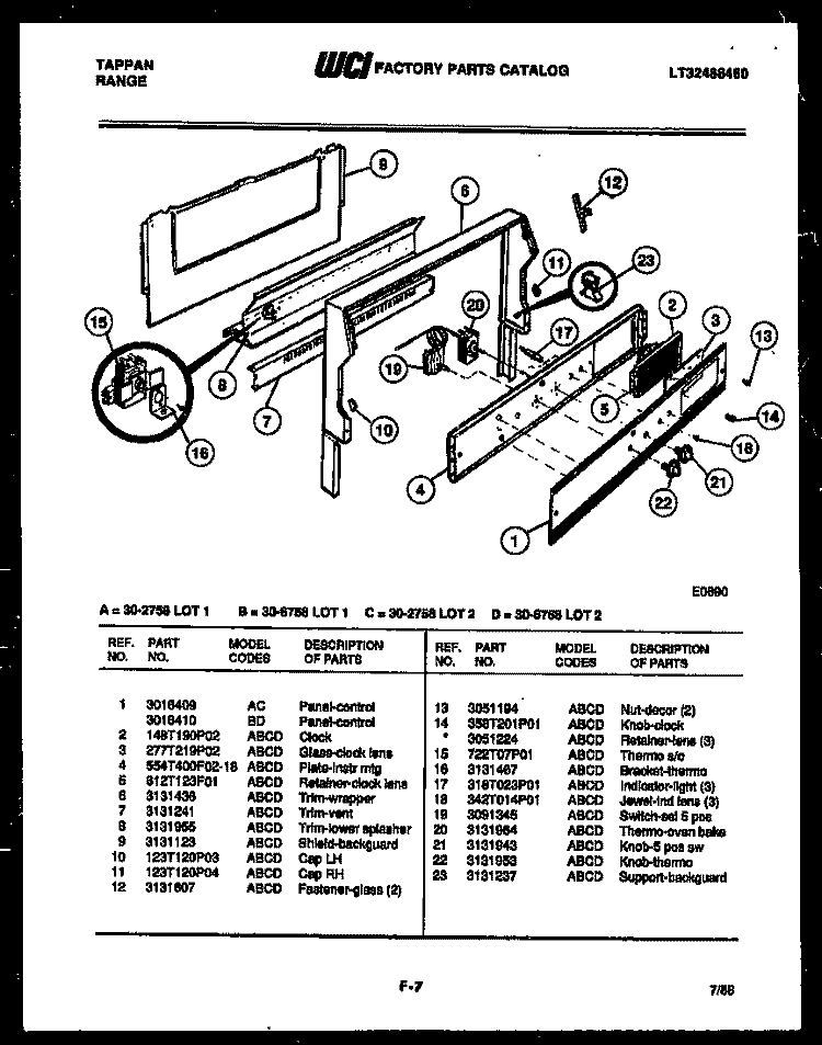 COOKTOP PARTS Diagram and Parts List for 31-7968-66-03  Tappan Range