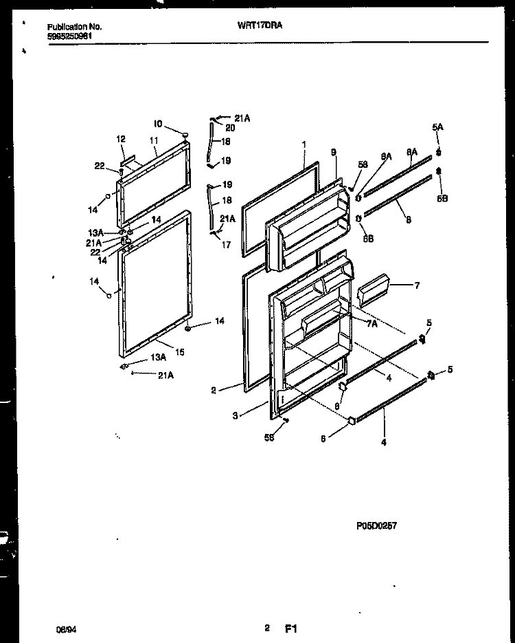 DOOR PARTS Diagram and Parts List for WRT17DRAD0  Frigidaire Refrigerator