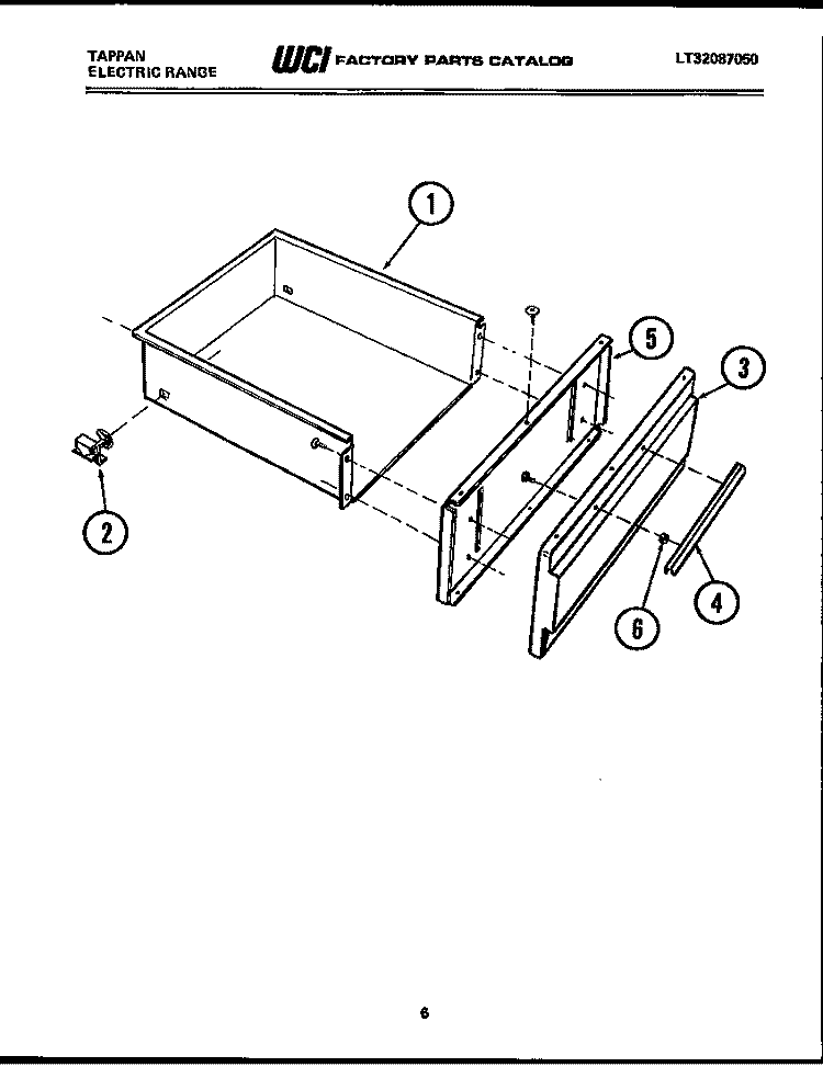 DRAWER PARTS Diagram and Parts List for 31-2237-00-02  Tappan Range