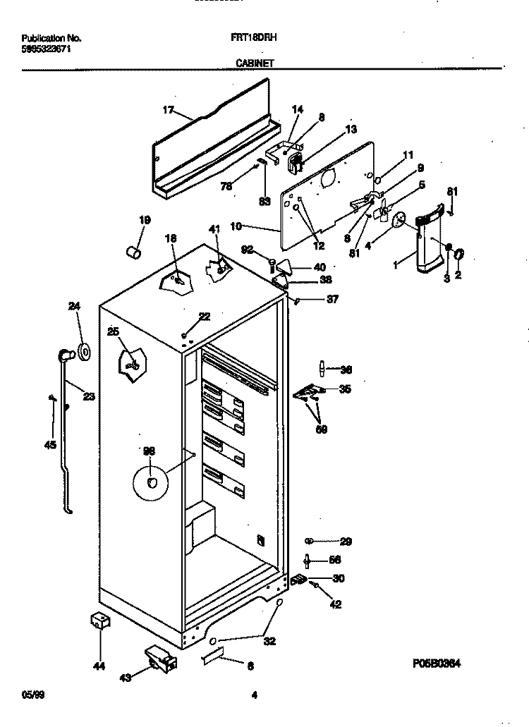CABINET Diagram and Parts List for FRT18DRHD0  Frigidaire Refrigerator