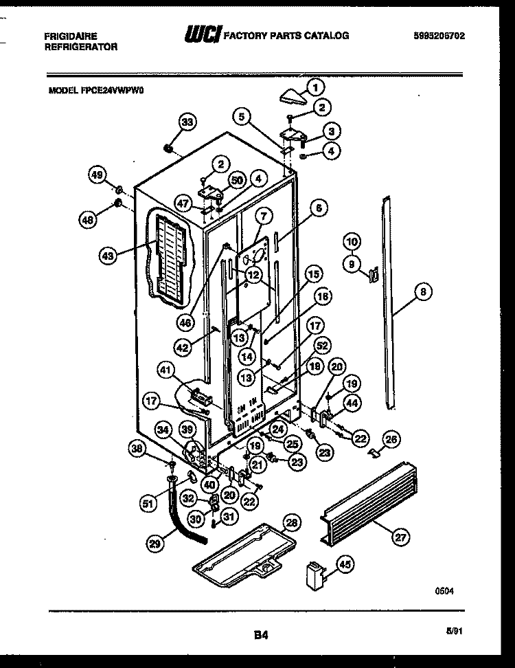 CABINET PARTS Diagram and Parts List for FPCE24VWPW0  Frigidaire Refrigerator