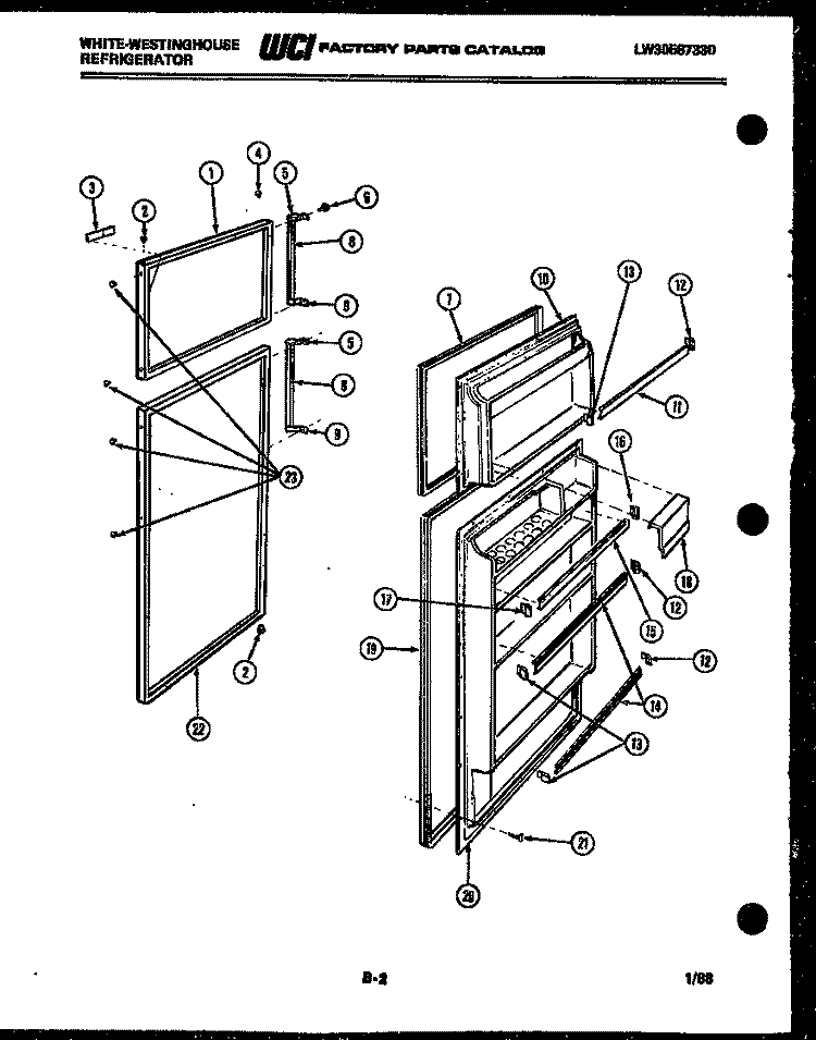 DOOR PARTS Diagram and Parts List for RT163GLVA  Frigidaire Refrigerator