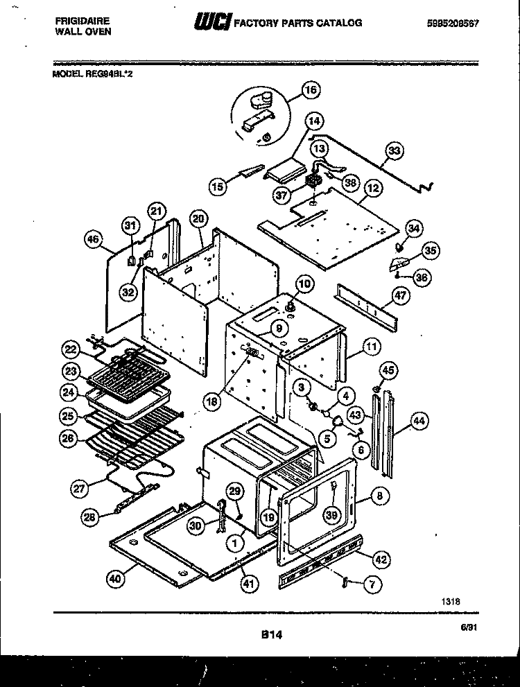 BODY PARTS Diagram and Parts List for REG94BL2  Frigidaire Wall Oven