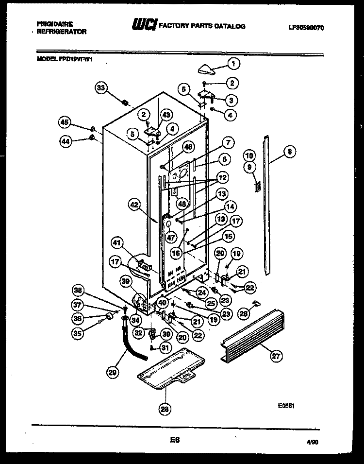 CABINET PARTS Diagram and Parts List for FPD19VFW1  Frigidaire Refrigerator