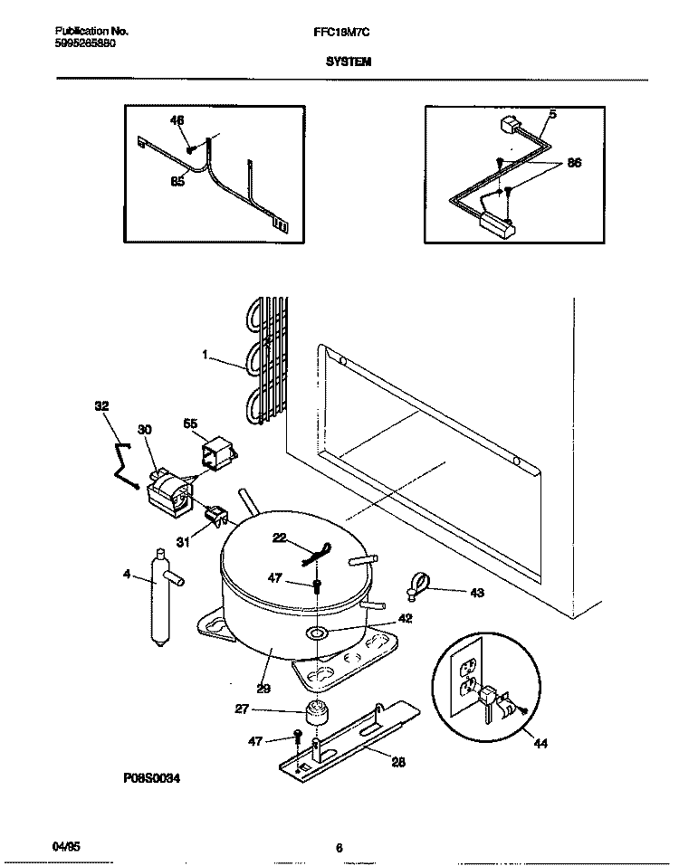 SYSTEM Diagram and Parts List for FFC18M7CW0  Frigidaire Freezer
