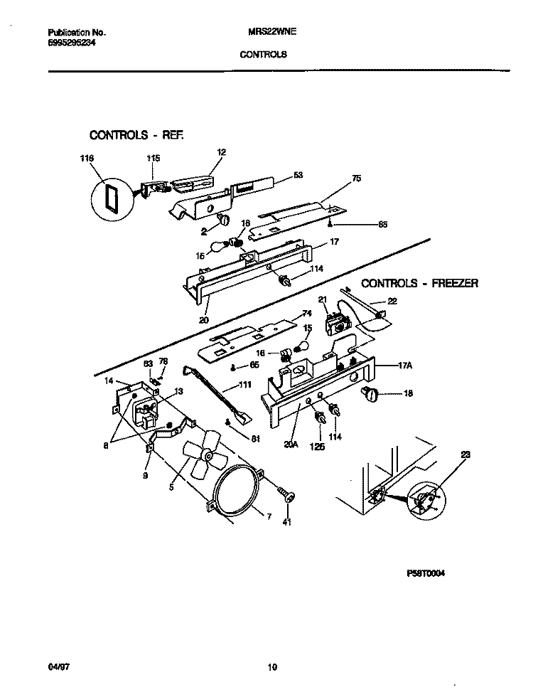 CONTROLS Diagram and Parts List for MRS22WNED3  Frigidaire Refrigerator