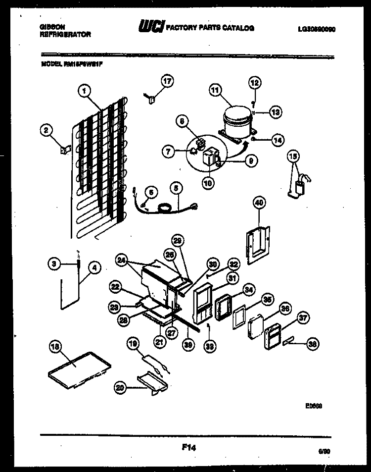 SYSTEM AND AUTOMATIC DEFROST PARTS Diagram and Parts List for RM18F6WS1F  Gibson Refrigerator