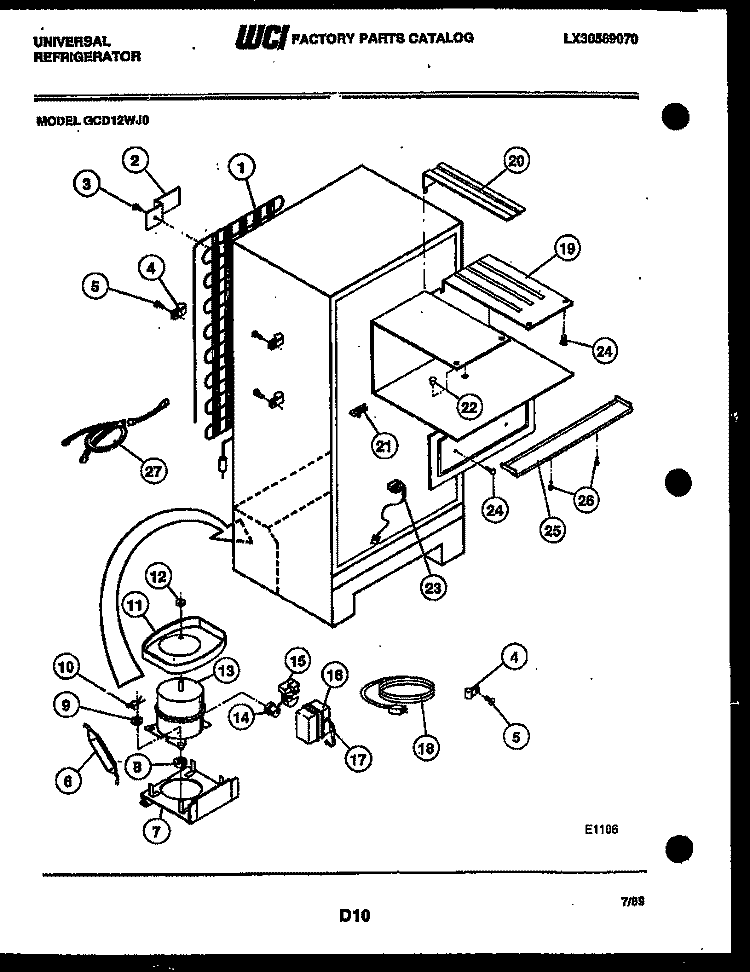 SYSTEM AND AUTOMATIC DEFROST PARTS Diagram and Parts List for GCD12BJ0  Frigidaire Refrigerator