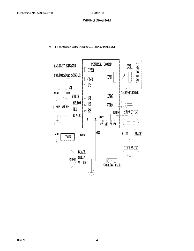 WIRING DIAGRAM Diagram and Parts List for FAM156R1AB  Frigidaire Air Conditioner