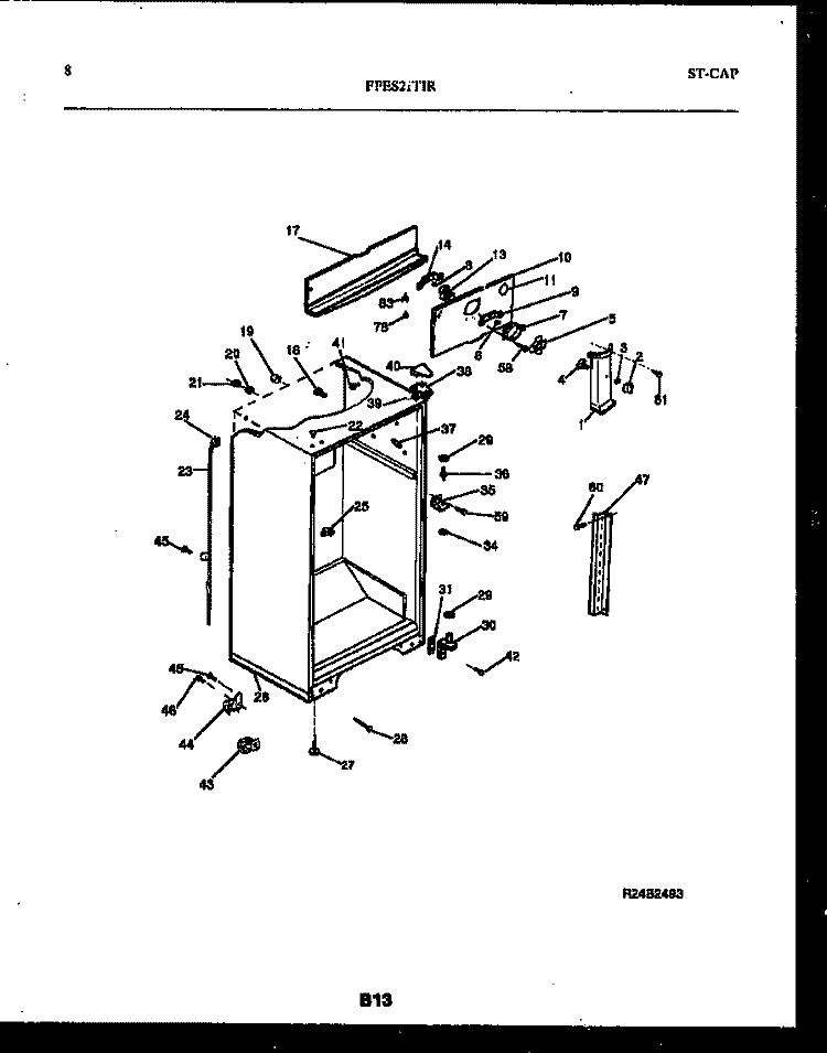 CABINET PARTS Diagram and Parts List for FPES21TIRW1  Frigidaire Refrigerator
