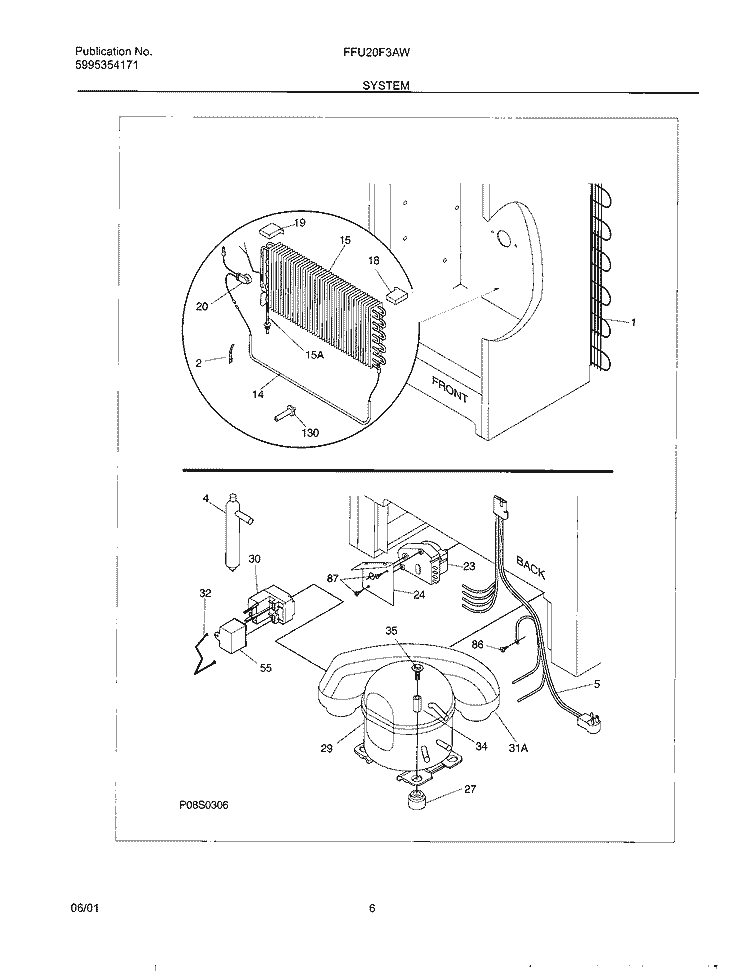 SYSTEM Diagram and Parts List for FFU20F3AW0  Frigidaire Freezer