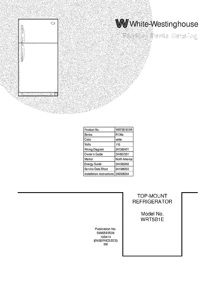 COVER Diagram and Parts List for WRT5B1EW9  Crosley Refrigerator