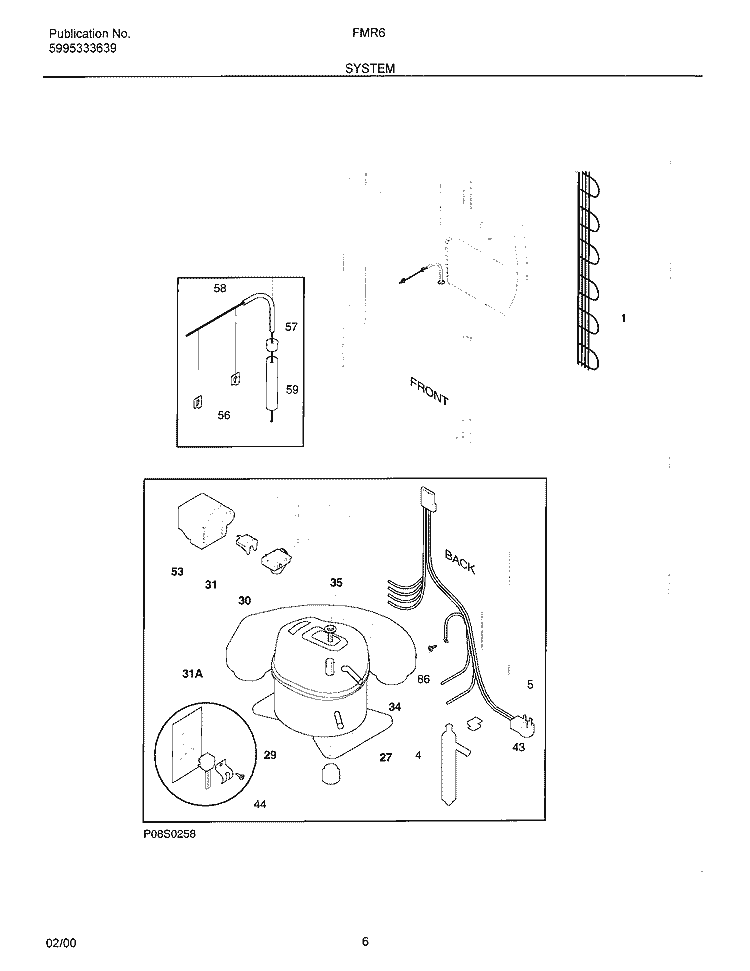 SYSTEM Diagram and Parts List for FMR6  Electrolux Freezer