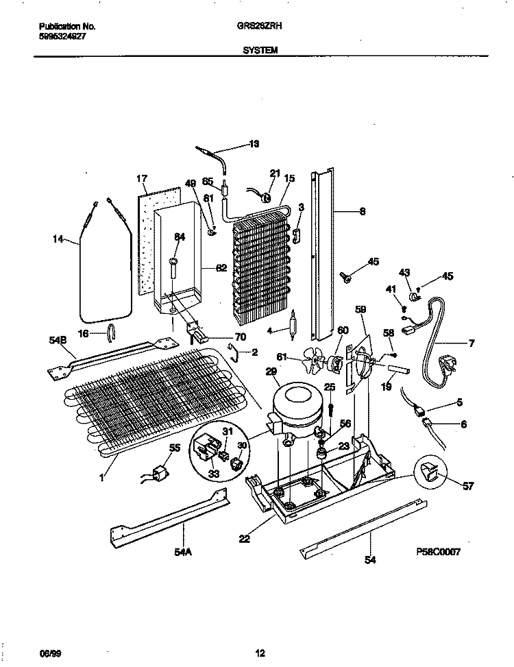 SYSTEM Diagram and Parts List for GRS26ZRHW0  Gibson Refrigerator
