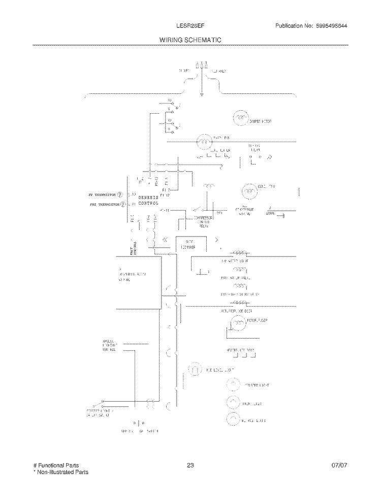 WIRING SCHEMATIC Diagram and Parts List for LESR26EFE4  Frigidaire Refrigerator
