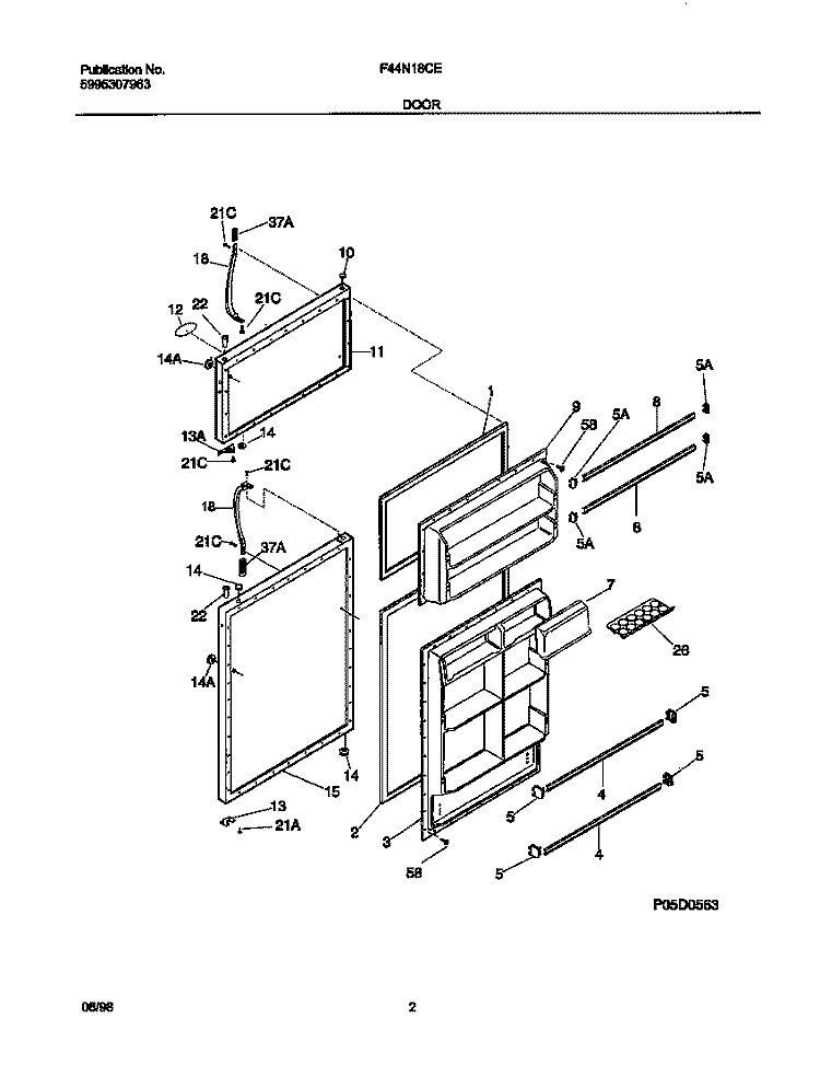 DOOR Diagram and Parts List for F44N18CED6  Frigidaire Refrigerator