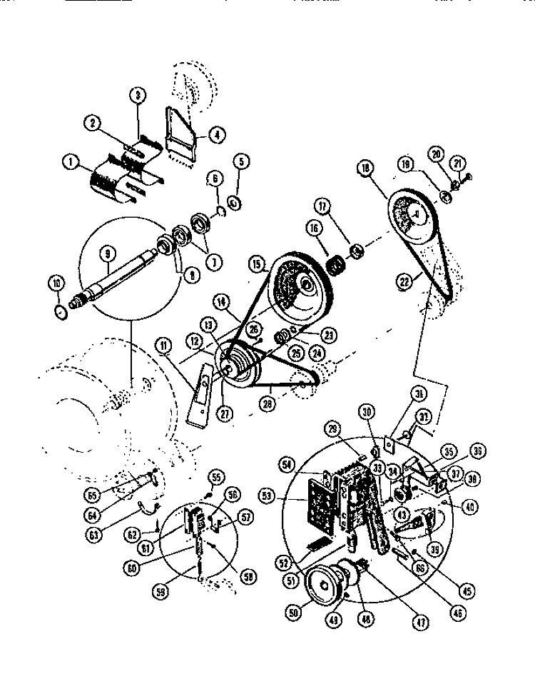 PULLEY, BELTS Diagram and Parts List for WF2000DW1  Frigidaire Washer