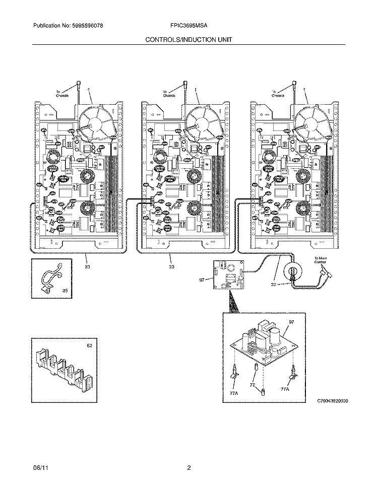 CONTROLS/INDUCTION UNIT Diagram and Parts List for FPIC3695MSA  Frigidaire Cooktop