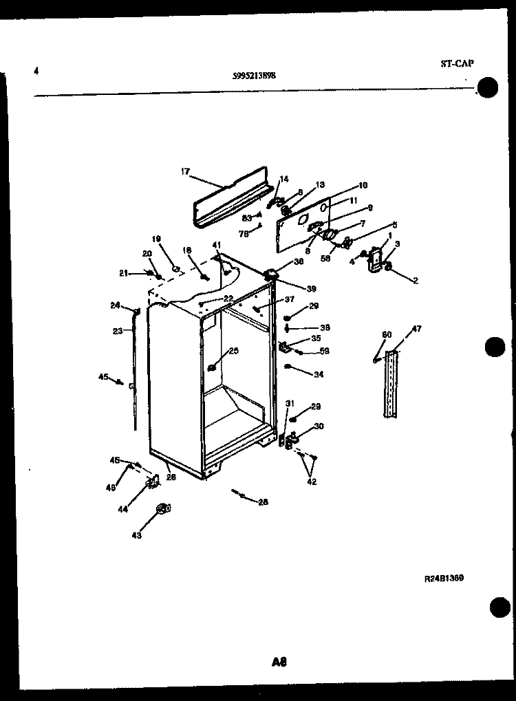 CABINET PARTS Diagram and Parts List for TSI210HN0D  Kelvinator Refrigerator