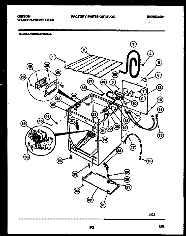 CABINET PARTS Diagram and Parts List for WS27M8WAGA  Gibson Washer