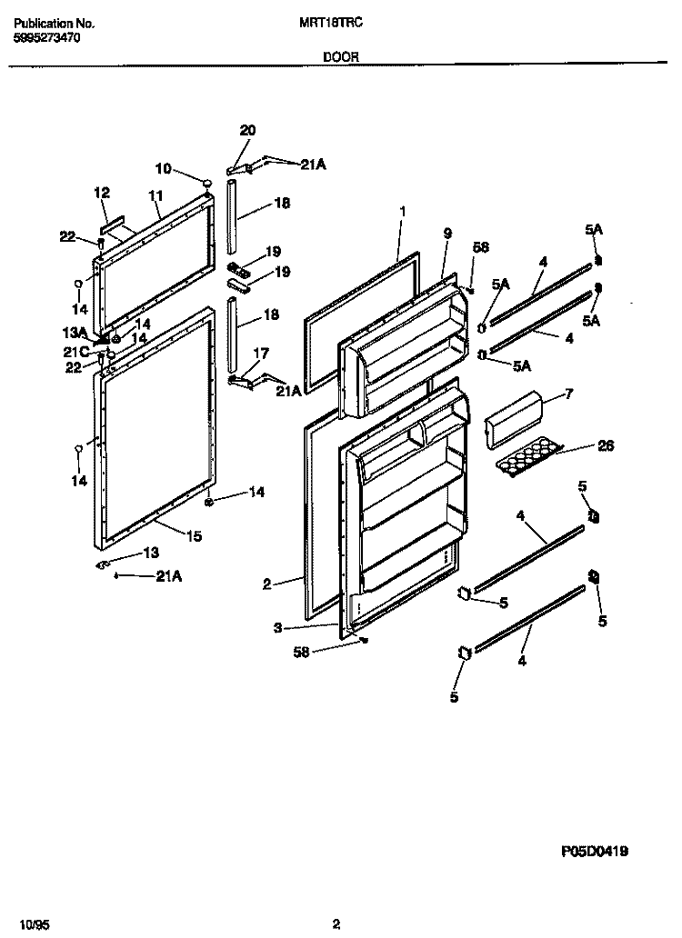 DOOR Diagram and Parts List for MRT18TRCD1  Frigidaire Refrigerator