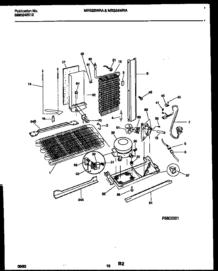SYSTEM AND AUTOMATIC DEFROST PARTS Diagram and Parts List for MRS22WRAW1  Frigidaire Refrigerator