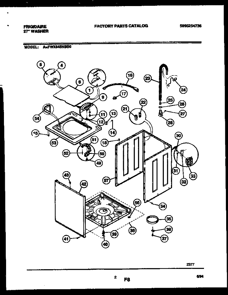 CABINET PARTS Diagram and Parts List for FWX645NBS0  Frigidaire Washer