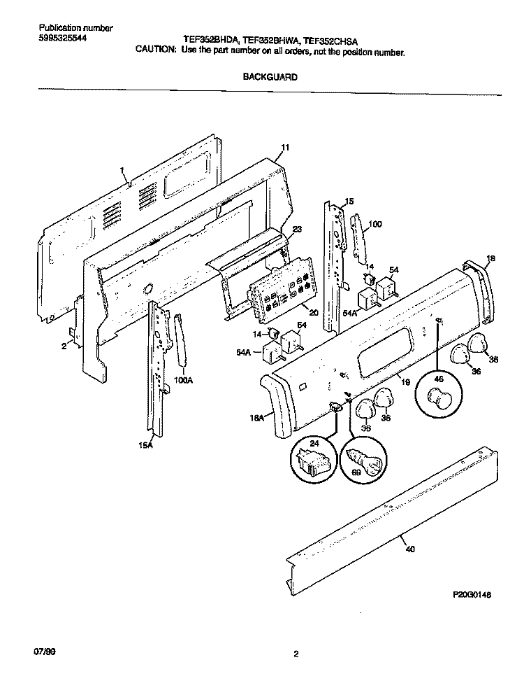 BACKGUARD Diagram and Parts List for TEF352BHDA  Tappan Range