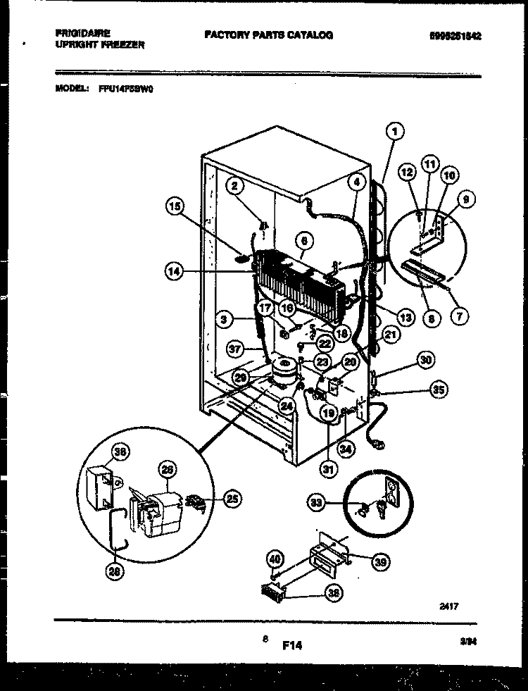 SYSTEM AND ELECTRICAL PARTS Diagram and Parts List for FFU14F5BW0  Frigidaire Freezer