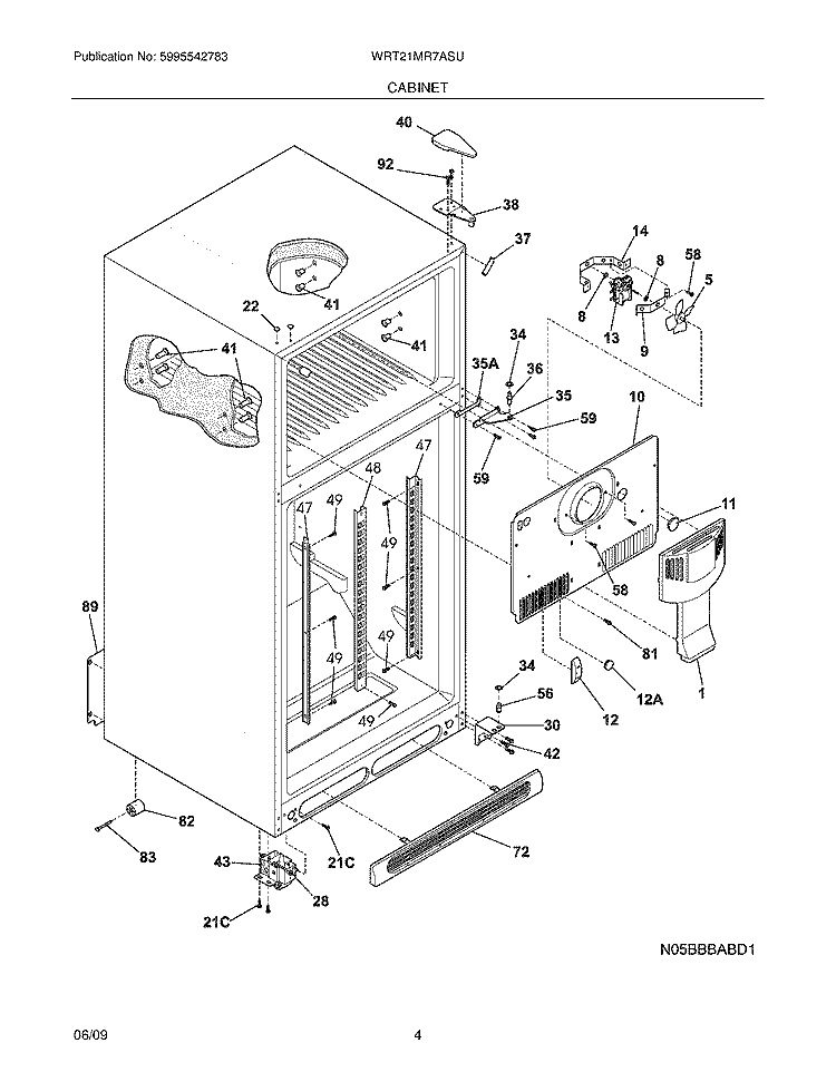 CABINET Diagram and Parts List for WRT21MR7ASU  Crosley Refrigerator