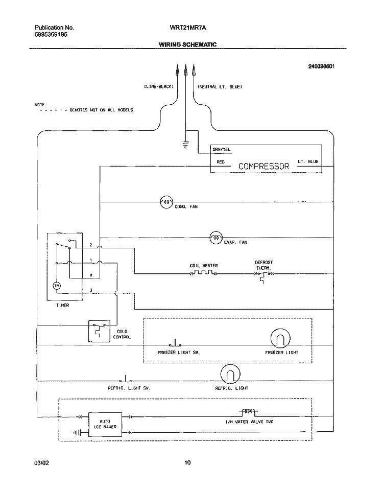 WIRING SCHEMATIC Diagram and Parts List for WRT21MR7AS0  Westinghouse Refrigerator