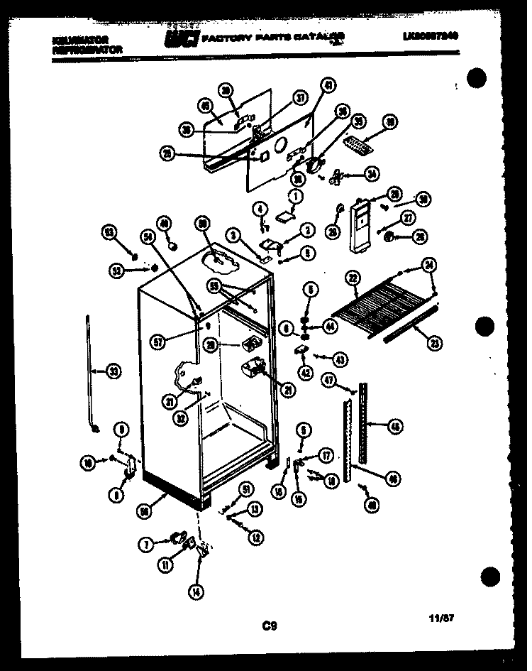 CABINET PARTS Diagram and Parts List for TSK180AN7T  Kelvinator Refrigerator
