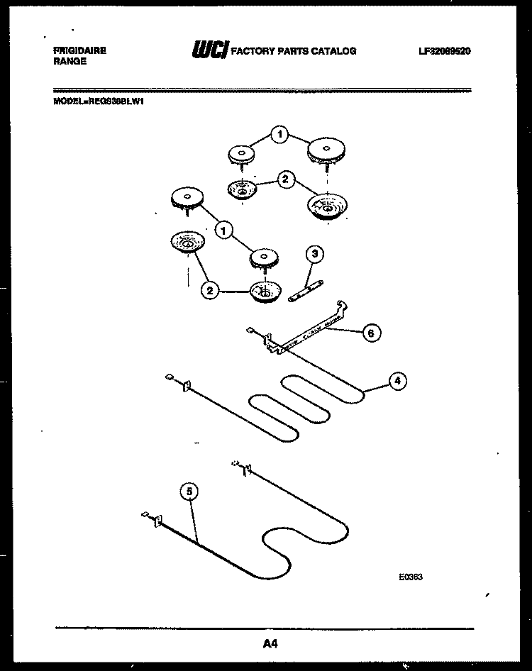 BROILER PARTS Diagram and Parts List for REGS38BLL1  Frigidaire Range