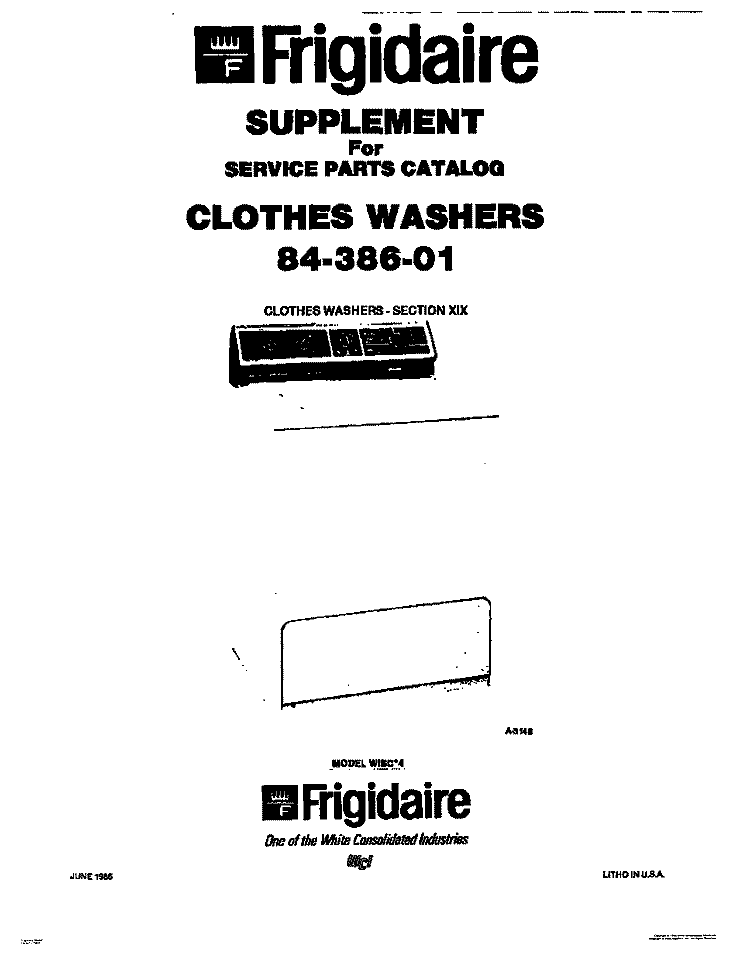COVER Diagram and Parts List for WDSCW4  Frigidaire Washer