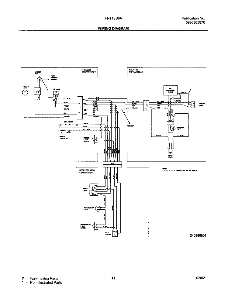 WIRING DIAGRAM Diagram and Parts List for FRT18S6AB1  Frigidaire Refrigerator
