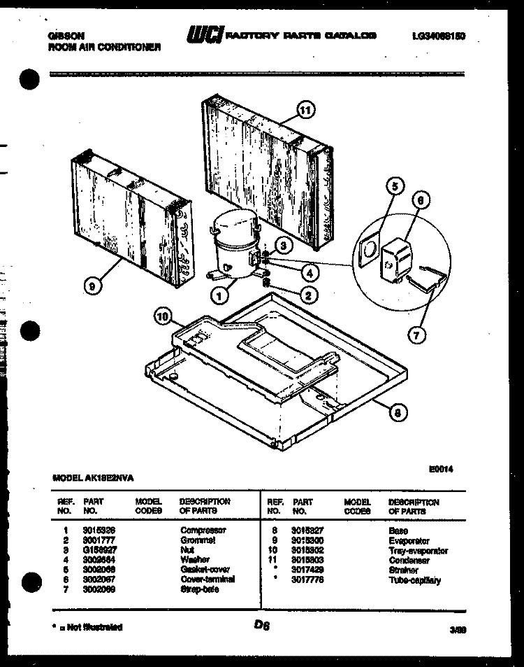 SYSTEM PARTS Diagram and Parts List for AK18E2NVA  Gibson Air Conditioner