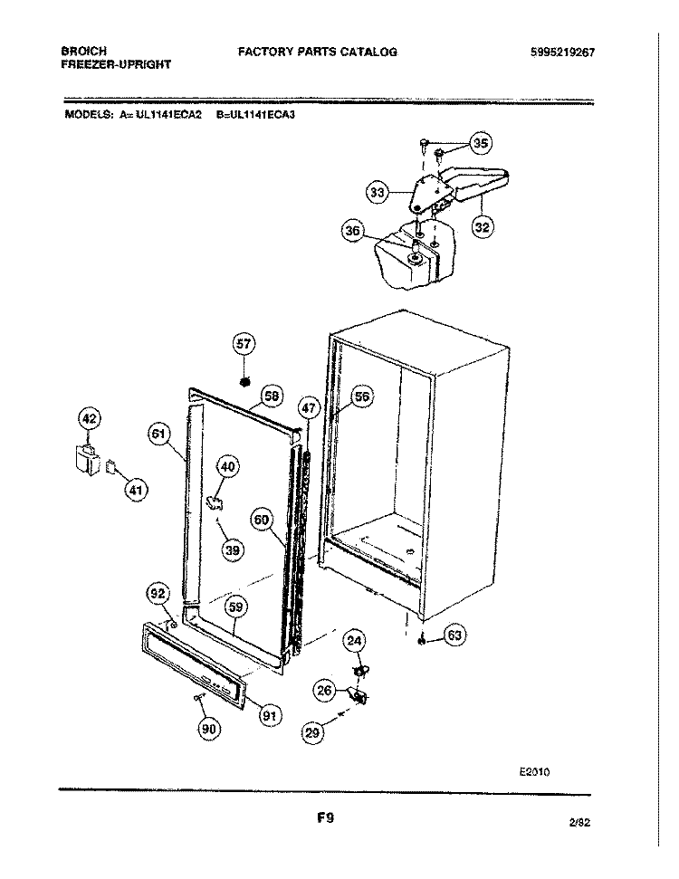 CABINET Diagram and Parts List for UL1141ECA3  Frigidaire Freezer