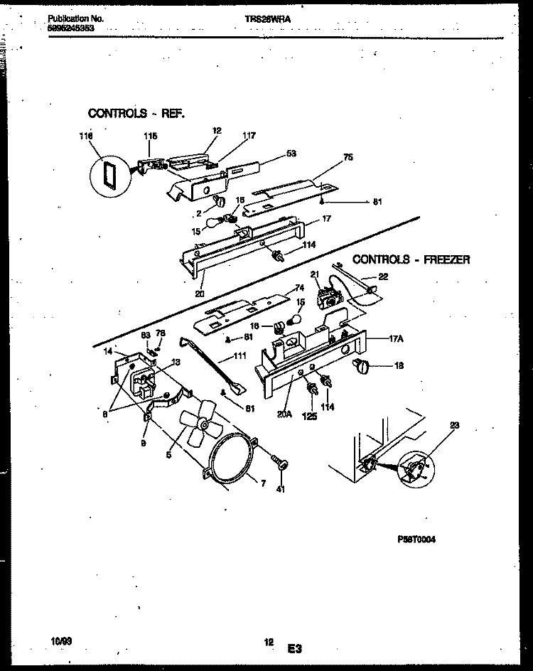 REFRIGERATOR CONTROL ASSEMBLY, DAMP Diagram and Parts List for TRS26WRAB0  Tappan Refrigerator