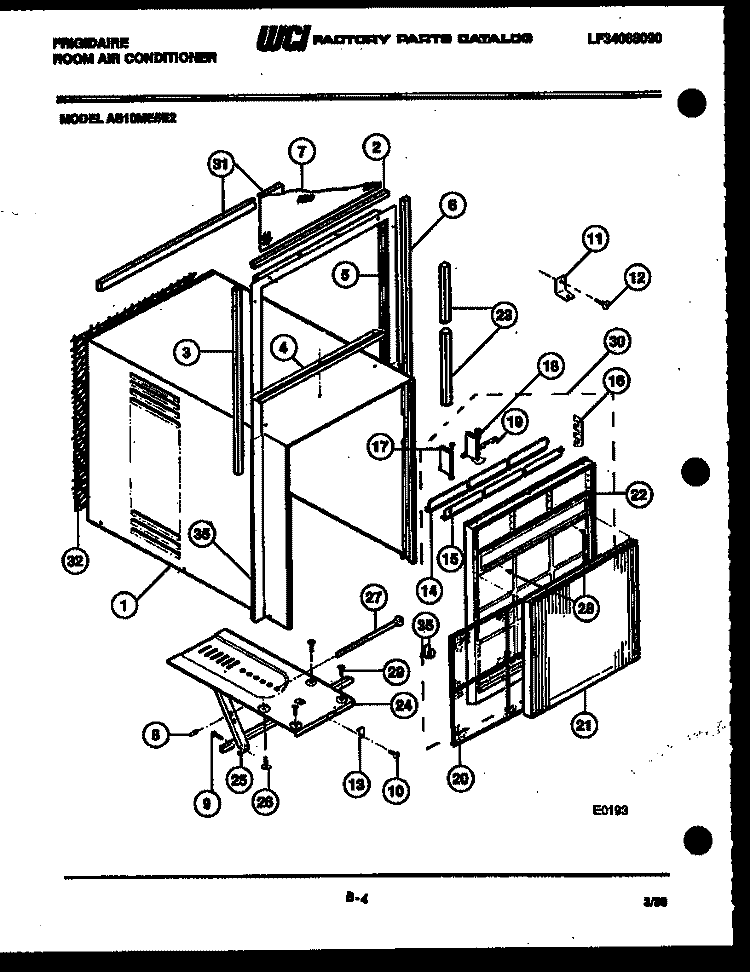 CABINET PARTS Diagram and Parts List for AS10ME5E2  Frigidaire Air Conditioner