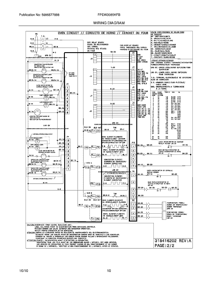 WIRING DIAGRAM Diagram and Parts List for FPEW3085KFB  Frigidaire Range