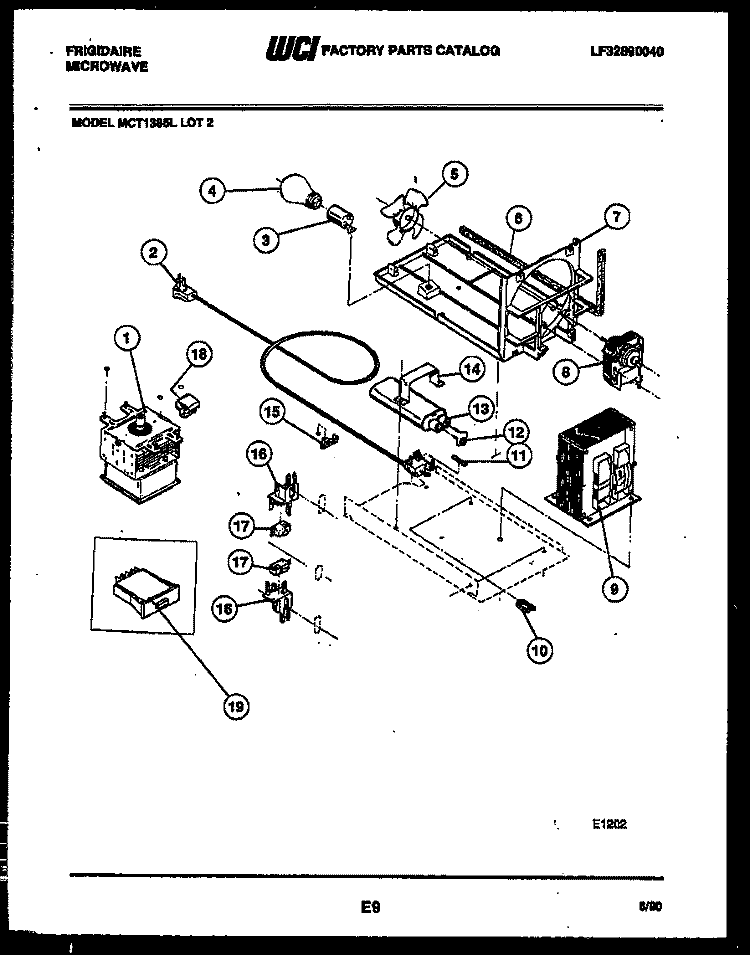 POWER CONTROL Diagram and Parts List for MCT1365L2  Frigidaire Microwave