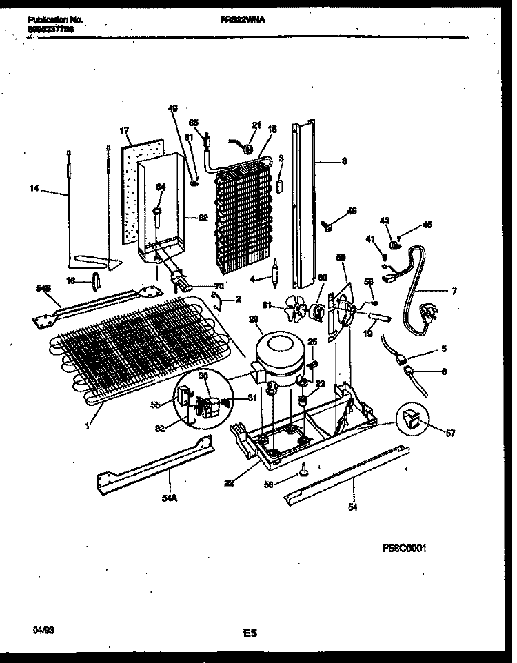 SYSTEM AND AUTOMATIC DEFROST PARTS Diagram and Parts List for FRS22WNAD0  Frigidaire Refrigerator