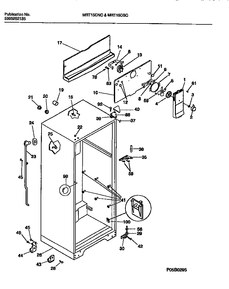 CABINET Diagram and Parts List for MRT15SCSZ0  Kelvinator Refrigerator