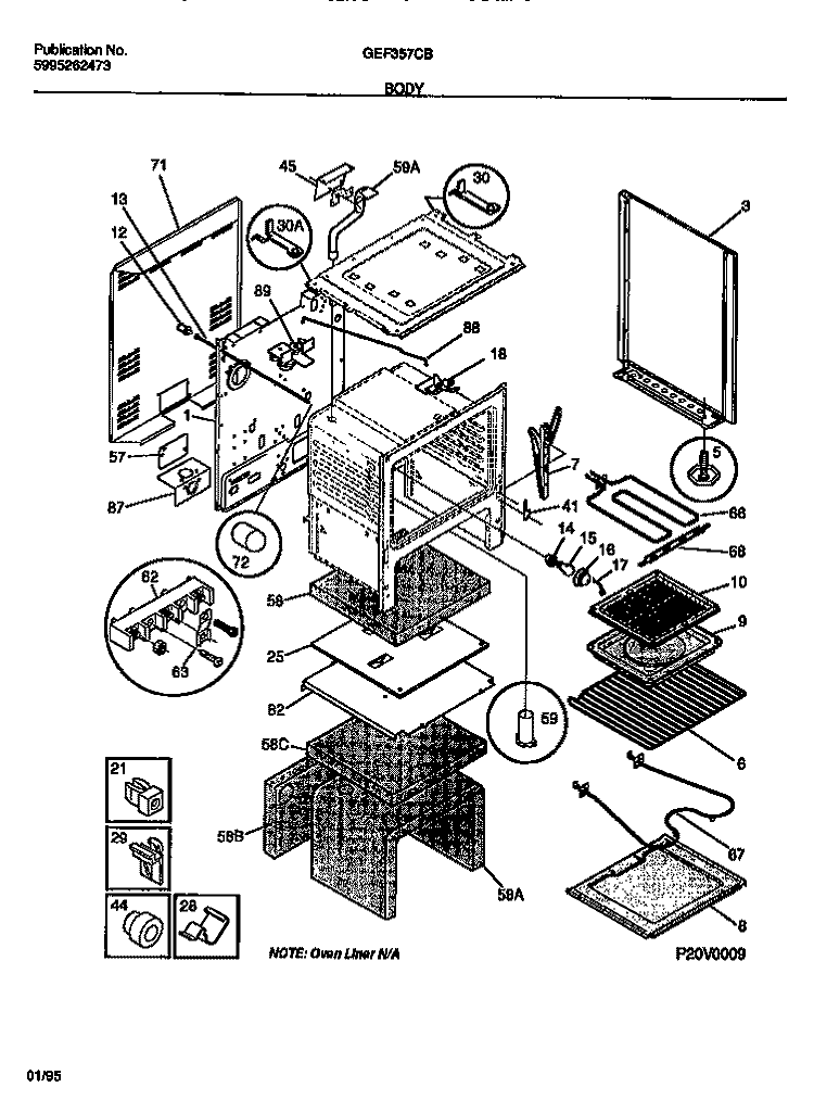 BODY Diagram and Parts List for GEF357CBSA  Gibson Range