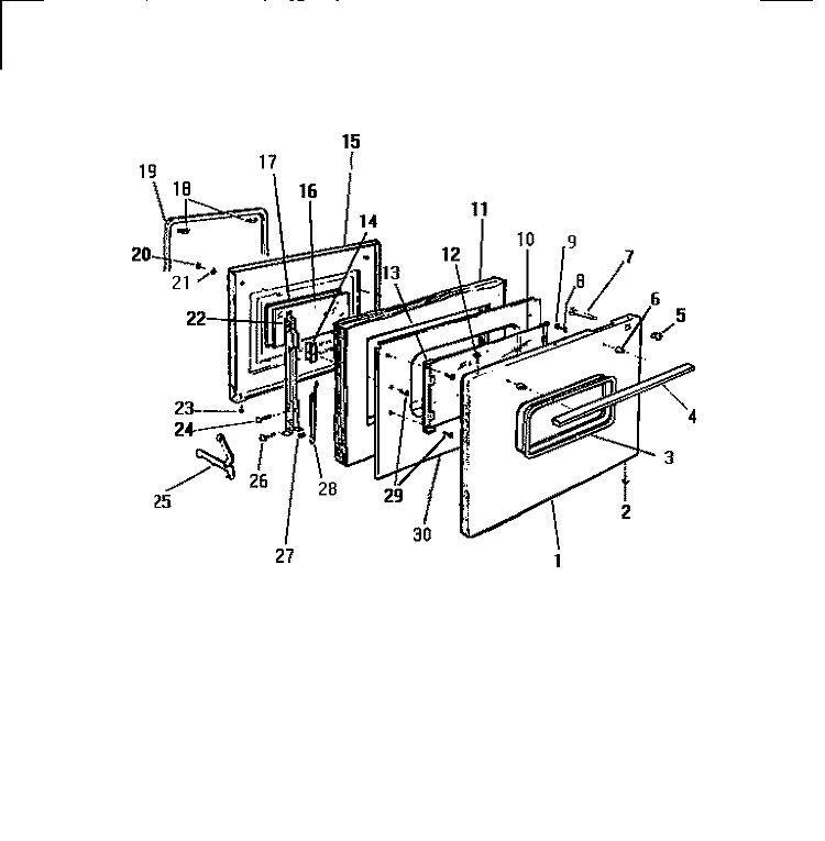 DOOR Diagram and Parts List for KF420GDD2  Frigidaire Range
