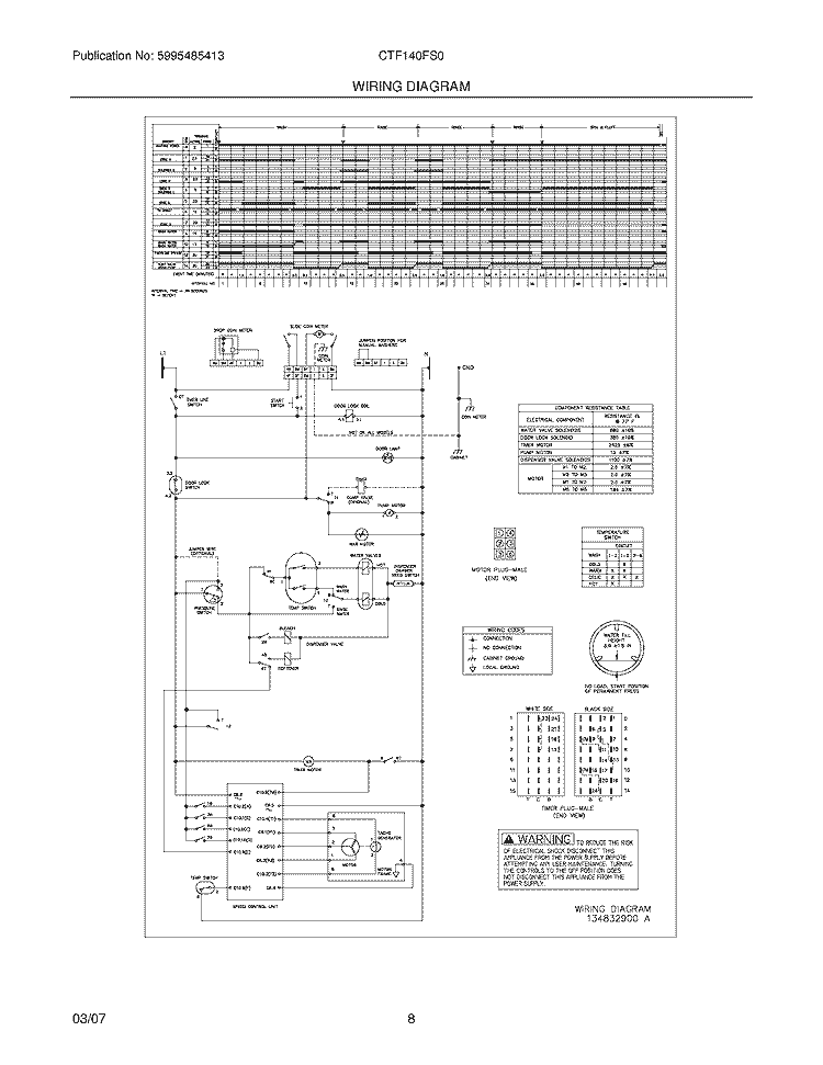 WIRING DIAGRAM Diagram and Parts List for CTF140FS0  Frigidaire Washer