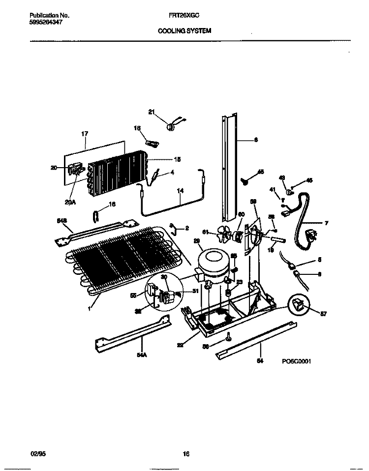 COOLING SYSTEM Diagram and Parts List for FRT26XGCD0  Frigidaire Refrigerator