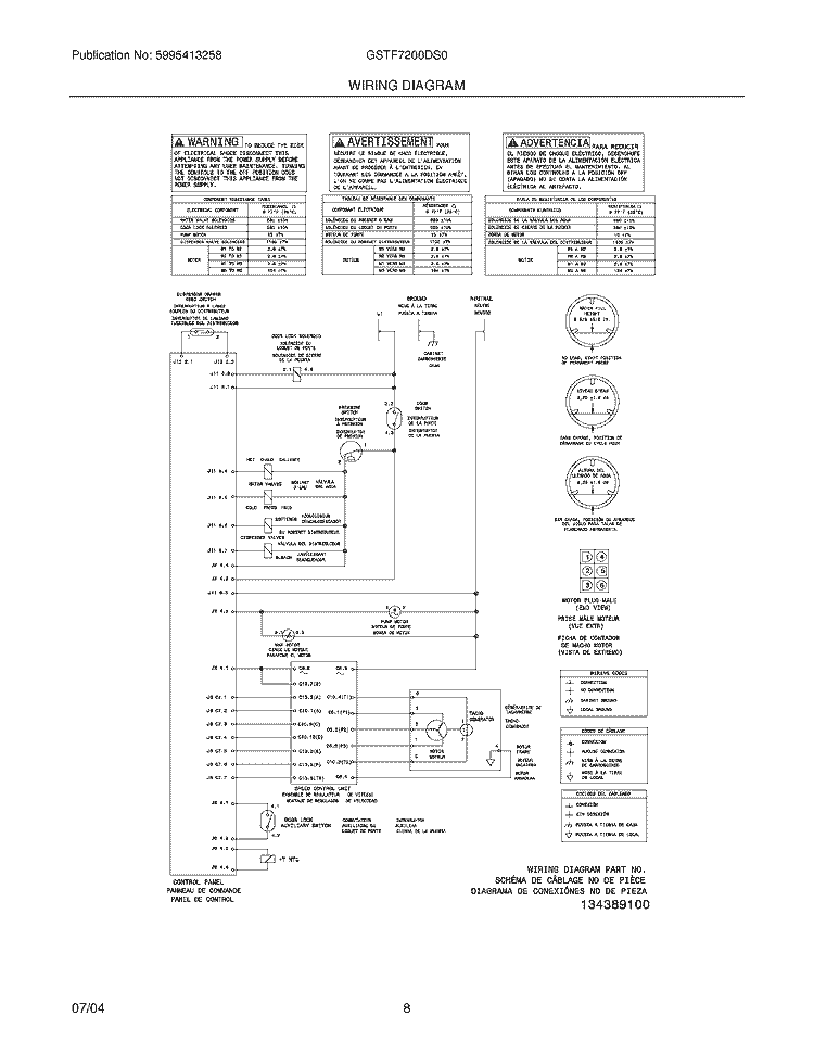 WIRING DIAGRAM Diagram and Parts List for GSTF7200DS0  Frigidaire Washer